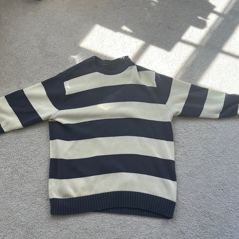 Brandy Melville oversized navy and cream striped sweater